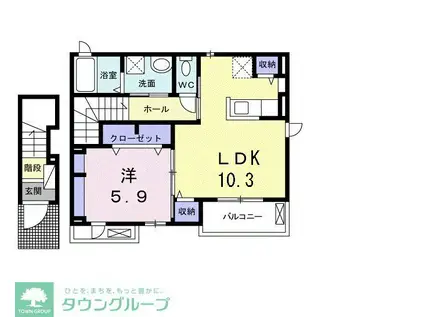 フランフィオーレI(1LDK/2階)の間取り写真