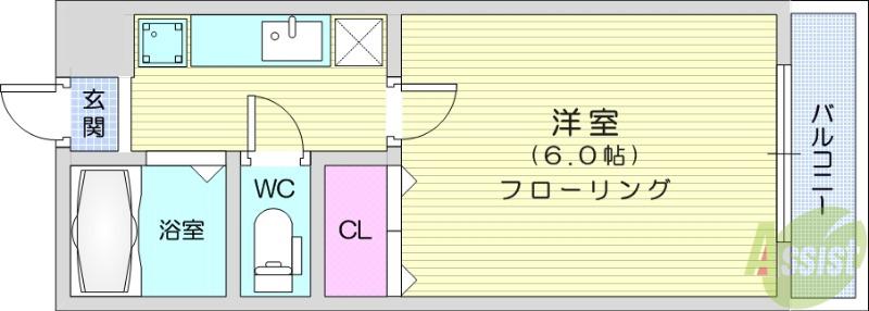アーバンヒルズ文化町(1K/4階)の間取り写真