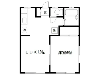 グランディ太白V(1LDK/1階)の間取り写真
