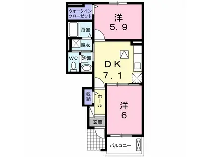 ウエストシー(2DK/1階)の間取り写真