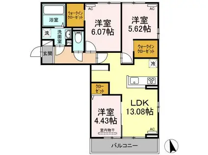 グランパーチェ(3LDK/3階)の間取り写真