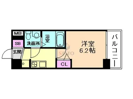 エグゼ江坂ウエスト(1K/7階)の間取り写真