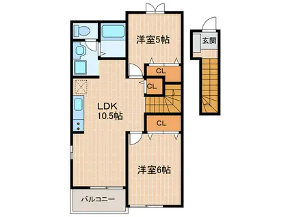 リバーアイランド(2LDK/2階)の間取り写真