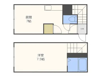Kコート平岸(1LDK/2階)の間取り写真