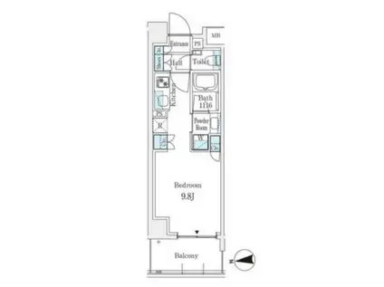 リビオ四谷(ワンルーム/2階)の間取り写真