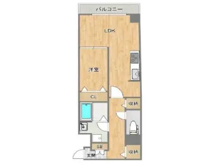 セレノスクエア 4F(1LDK/4階)の間取り写真