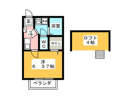 LAVIEENROSEII(1K/2階)の間取り写真