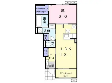 パル・コーワ(1LDK/1階)の間取り写真