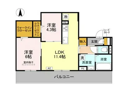 ヌーベル・ヴィー侍従池(2LDK/3階)の間取り写真