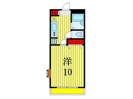 ウイングクレストK&E(1K/2階)の間取り写真