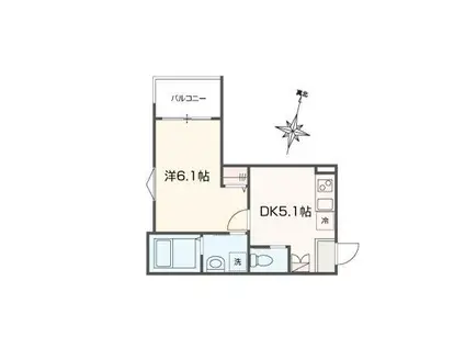 MELLAS西大宮III(1DK/1階)の間取り写真