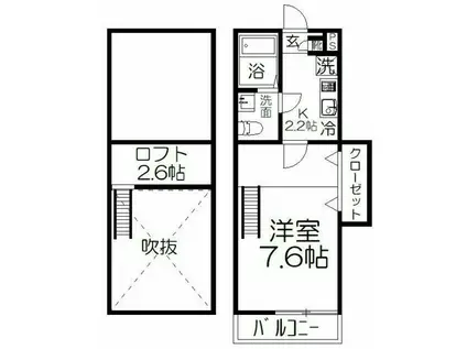 ティエラソレイユ(1K/2階)の間取り写真