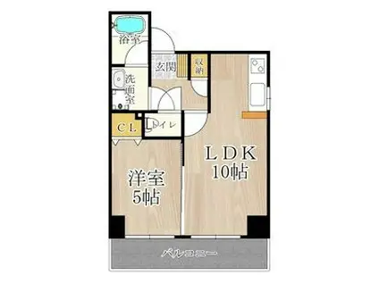 R-IIコート(1LDK/5階)の間取り写真