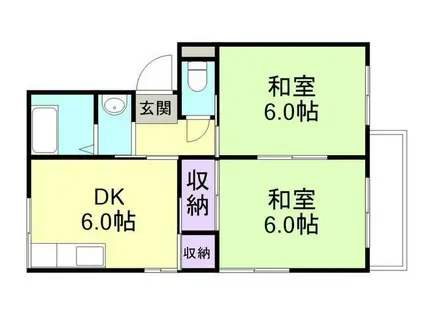 プレジール津森(2DK/1階)の間取り写真