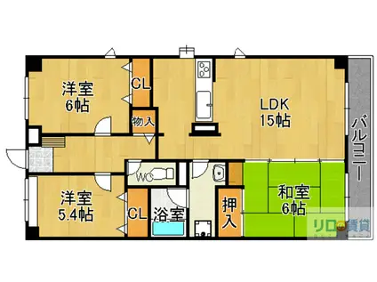 センチュリーコート宝塚(3LDK/2階)の間取り写真