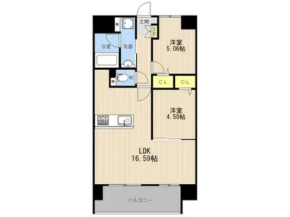 LIBTH菊陽II(2LDK/9階)の間取り写真