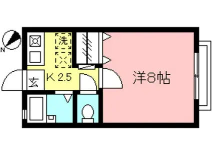 ヴェルドミール(1K/2階)の間取り写真