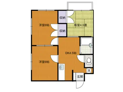 ニューパレス第1(3DK/2階)の間取り写真