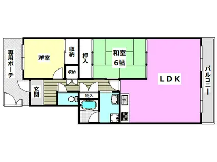 TメゾンシャルマントI(2DK/4階)の間取り写真
