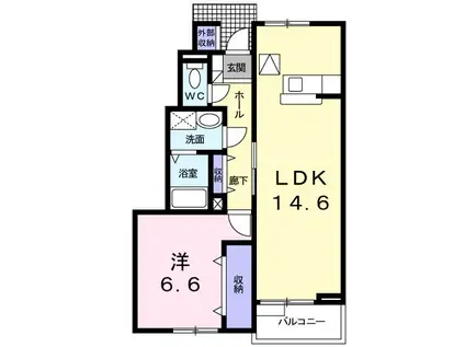アクエリアII(1LDK/1階)の間取り写真