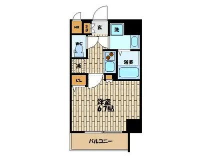 スワンズシティ福島グランデ(1K/6階)の間取り写真