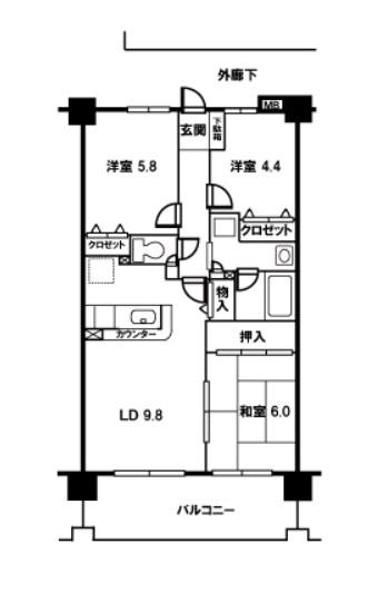 フォーリストフジカ(3LDK/3階)の間取り写真