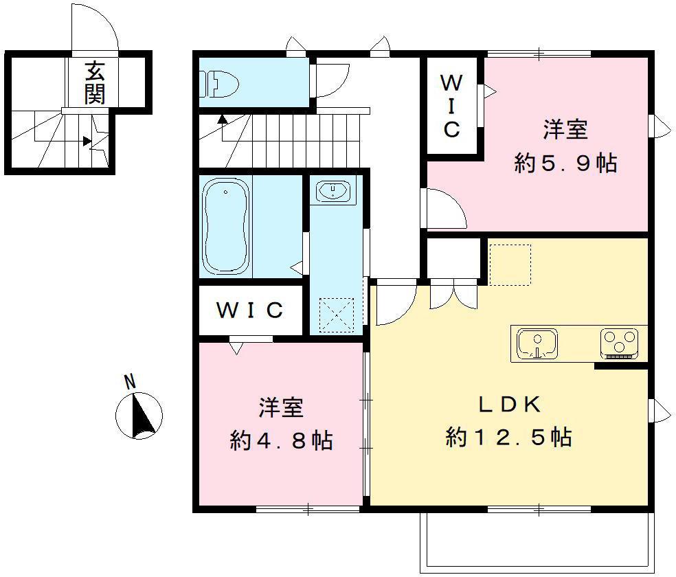 ユアメゾン美鈴園(2LDK/2階)の間取り写真