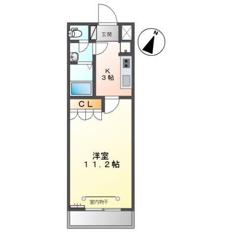 プランドール(1K/2階)の間取り写真