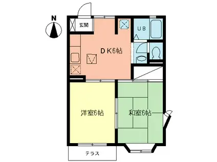 フレグラントオリーブ湘南I(2DK/1階)の間取り写真