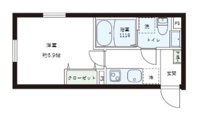 レピュア目黒本町レジデンス(1K/1階)の間取り写真