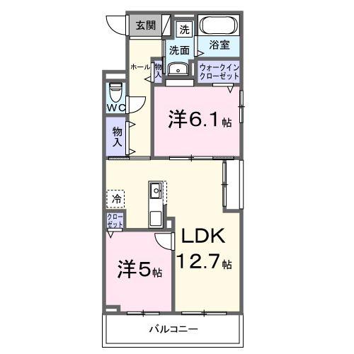 ティリア コート(2LDK/2階)の間取り写真