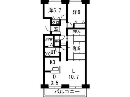 サーム北6条(3LDK/7階)の間取り写真