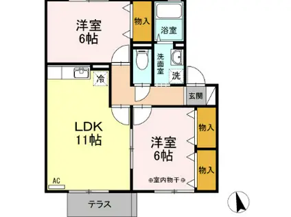 グリーンパークみだい南 AB(2LDK/1階)の間取り写真