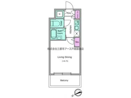 グレイスコート目黒不動前(1K/5階)の間取り写真