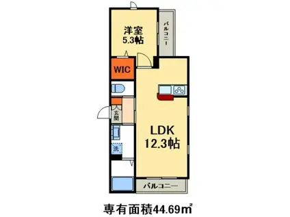 パレスINARI(1LDK/1階)の間取り写真