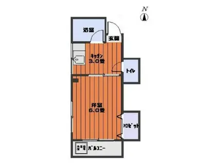 第七末廣コーポ(1K/3階)の間取り写真