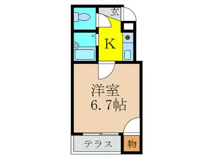 住吉スカイブルー(1K/1階)の間取り写真