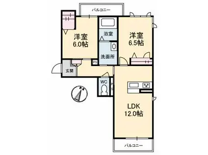 COTTA林町(2LDK/2階)の間取り写真