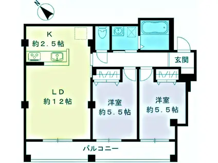 ソラーナデュオ(2LDK/1階)の間取り写真