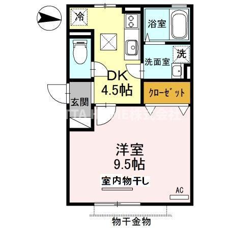 ゴマリ ジャーディン(1DK/1階)の間取り写真