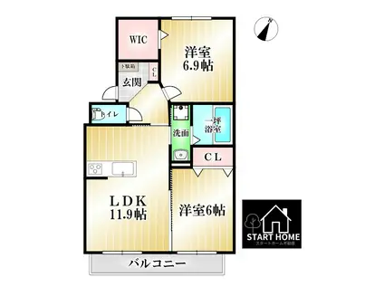 アムール21 E棟(2LDK/2階)の間取り写真
