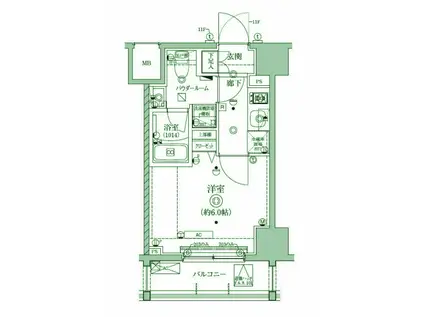 クオリタス南大井(1K/2階)の間取り写真