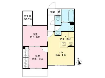 ル シエル(2LDK/3階)の間取り写真