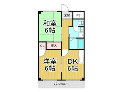 サニーサイド武庫之荘3(2DK/3階)の間取り写真