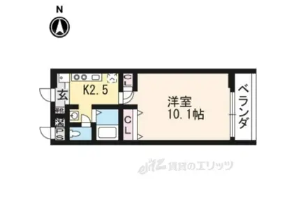 シルクシティ花・紫明(1K/3階)の間取り写真