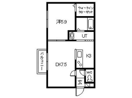 マヌカータCOCOII(1LDK/1階)の間取り写真