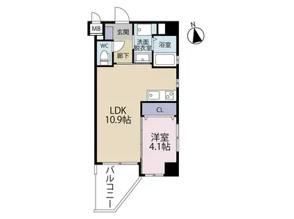 ラグーナ田原新町(1LDK/6階)の間取り写真