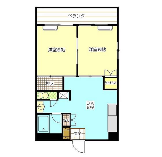 西川コーポ(2DK/6階)の間取り写真