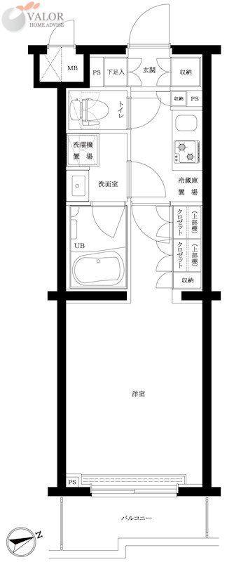 ルーブル武蔵中原参番館(1K/3階)の間取り写真