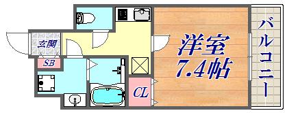 LEGESTA兵庫リバージュ(1K/9階)の間取り写真